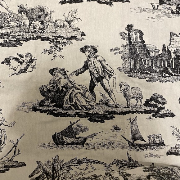 Vintage Fabric Waverly Rustic Life Toile County Scen French 2 Yd x57" Upholstery - Picture 8 of 13